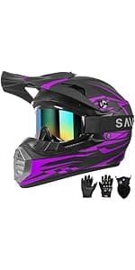 DOT Approved Youth Kids Motocross Helmet - Ultra-Lightweight Full Face Dirt Bike/ATV Helmet with Goggles, Gloves & Face Shield (4-Piece Set)