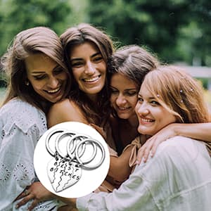 Miss Pink Best Friend Keychains Set Best Bitches BFF Besties Friendship Gifts Matching 2, 3, 4 Pieces Keychain for Women Teen Girls