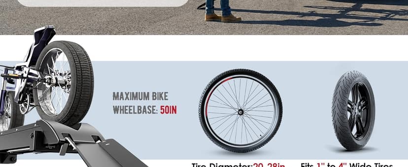 Ebike Rack with Ramp, Foldable Bike Rack for Tow Hitch, Heavy Duty Bike Carrier for 2 Fat Tire Bikes with 300LBS Load Capacity - Fits SUV, Truck, Trailer, RV