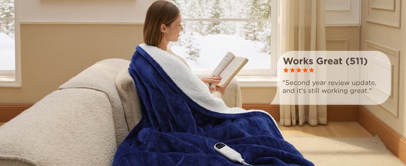 Bedsure Heated Blanket Throw Blanket - Fast Heating Electric Blanket, Soft Flannel Heated Throw with 4 Time Settings, 6 Heating Settings, Warm Gifts for Grandma Grandpa (50x60 inches, Dark Grey)