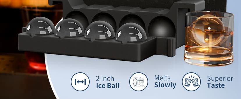 Clear Ice Ball Maker for Whiskey: FDDBI Circle Ice Cube Tray Make 2Inch Ice Sphere - Clear Ice Cube Maker for Old Fashioned Bourbon Whisky