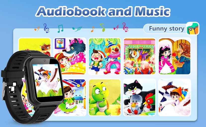 Kids Smart Game Watch with 24 Games HD Touch Screen Video Camera Music Player Pedometer Flashlight Alarm Clock 12/24 hr, Gifts for 5-12 Year Olds Boys