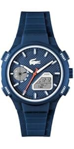 Lacoste LC33 Men's Analog-Digital Watch – TR90 Case, World Clock, Stopwatch, Alarm, Backlight, Textured Silicone Strap, Premium Fashion Timepiece - Gift for Him - 45mm