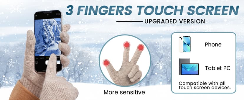 REACH STAR Winter Gloves for Women Touch Screen Thermal Lining Warm Gloves Cold Weather Christmas Gifts