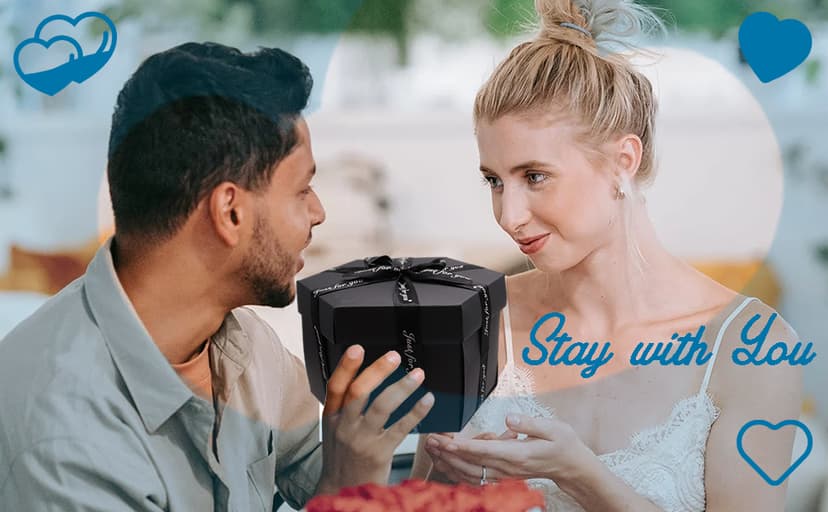 Explosion DIY Gift Set, Exploding Love Box for Couples, Sentimental Gift for Wedding, Birthday Party, Boyfriend, Girlfriend, Scrapbook Style Photo Album, Memory Box