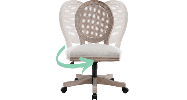 LukeAlon Vintage Linen 360° Swivel Chair, Beige Adjustable Height Task Chair, Armless Wood Frame, Round Back & Wheels for Home Office Study