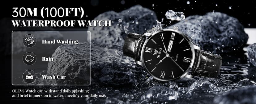 OLEVS Men’s Watches Waterproof Dress Minimalist Analog Quartz Stainless Steel Casual Men’s Wrist Watch with Day Date, Classic Luxury Elegant Roman Numerals Dial Big Face Relojes para Hombres