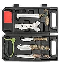 Mossy Oak Survival Hunting Knife with Sheath, 15-inch Fixed Blade Tactical Bowie Knife with Sharpener & Fire Starter for Camping, Outdoor, Bushcraft