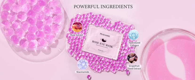 PEAUAMIE Under Eye Patches Gold and Hyaluronic Acid for puffy eyes,Rose Eye Masks for Dark Circles and Puffiness skin care Smooth Wrinkles products 30 Pairs B0BS8Y2FLK