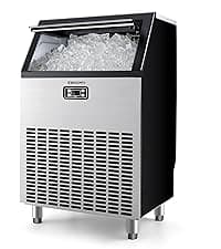 EUHOMY Commercial Ice Maker Machine, 200lbs Daily Output, Under Counter ice Machine with 65lbs Ice Storage Capacity, Perfect for Home/Bar/Restaurant/Outdoor Activities(Stainless Steel)