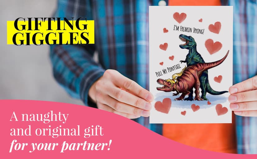 GIFTING GIGGLES Funny Romantic Greeting Card for Him or Her | Great Naughty Gift for Happy Birthday, bday, Anniversary or Valentine's Day | from Wife, Husband, boyfriend, bf, gf or Girlfriend