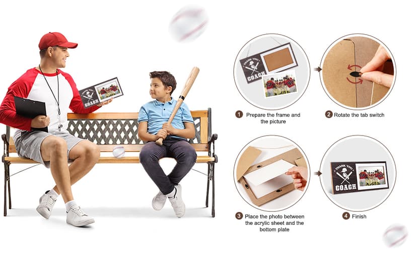 Sumind Sport Graduation Coach Picture Frame Football Softball Baseball Soccer Basketball Volleyball Graduation Photo Frame Thank You Coach Gift 4" x 6"(Basketball)