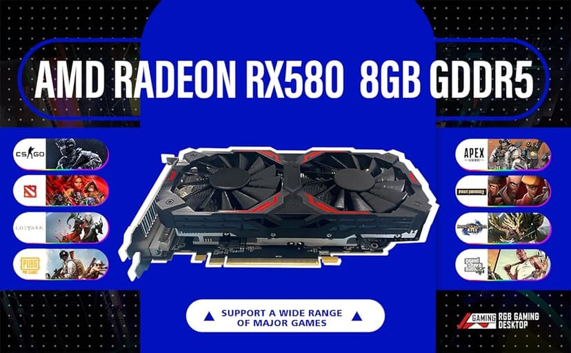 STGAubron Gaming PC Desktop Computer, Intel Core I7 up to 3.9 GHz, Radeon RX 580 8G, 16G RAM, 512G SSD, WiFi, Bluetooth 5.0, RGB Fan x6, RGB BT Sound Bar, Windows 10 Home