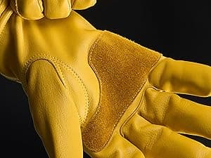 toolant Leather Winter Work Gloves for Men, 100% Grain Cowhide with Warm Thinsulate Lining, Water & Abrasion Resistance