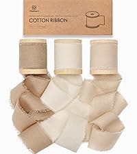 Vitalizart Merry Christmas Ribbon 5/8 Inch Natural Cotton Handmade Frayed Fringe Ribbons 15 Yd for Gift Wrapping Crafts Flower Wreath Garland Holiday Decorations Green Red White