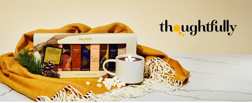 Thoughtfully Gourmet Hot Chocolate Gift Set, Flavors Include Salted Caramel, Peppermint, French Vanilla and More, Packaged in Gift Box with Bow, Set of 9