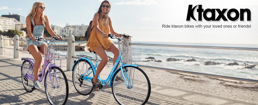 26" Cruiser Bike Commuter Bike 7 Speed Women's Bicycle Beach Cruiser with Ergonomic Upright Design, Adjustable Saddle, Dual Fenders & V Brake and High Carbon Steel Frame