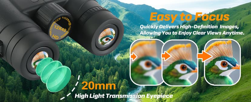 Asacam 10x42 HD Binoculars for Adults, BAK4 Prism Waterproof Lightweight Binoculars with Low Light Vision for Bird Watching, Hunting, Hiking, Travel, Cruise