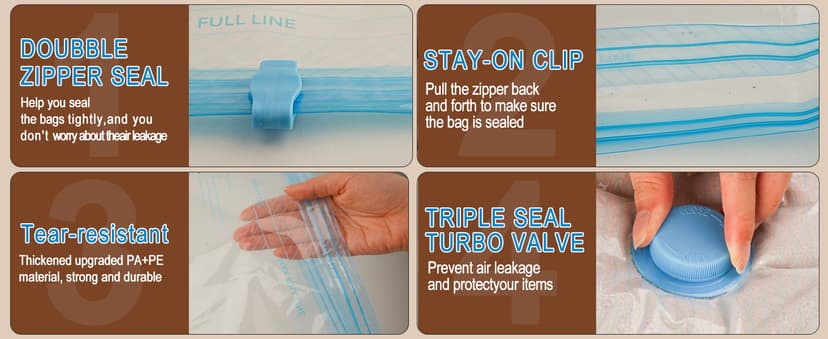 Vacuum Seal Bags for Clothing Travel, 12 Pack Vacuum Storage Bags for Clothes with Portable Electric Pump, Space Saver Bags for Luggage Traveling and Clothing