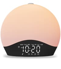 Wake Up Light Sunrise Alarm Clock for Bedroom, 17 Nightlights, Sound Machine with 5W Bluetooth Speaker, 25 Soothing Sounds, SleepTimer, Dual Alarms, FM Radio, Ideal Gift for Baby, Kids, Adults, Senior