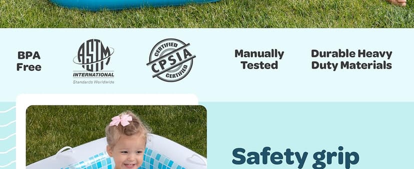 Inflatable Baby Pool for Toddlers 1-3, Handles, Soft Floor & Drain, 34"x10" Kiddie Pool, Blow Up Bathtub & Ball Pit, Summer Outside Kid Water Toy Outdoor Play First Birthday Gift for Boys Ages 1 2 3