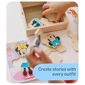 Melissa & Doug Disney Minnie Mouse Dress-Up Puzzle, 18 Pieces Mix and Match Outfits, Sorting & Matching Toy with Storage Case, Educational Puzzle for Toddlers Ages 3+