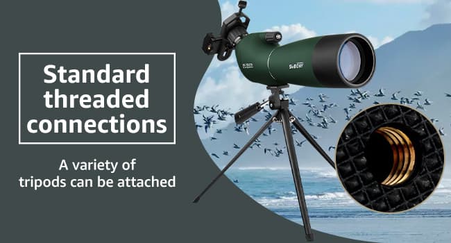 SVBONY SV28 Spotting Scopes with Tripod, Angled 25-75x70mm Spotter Scope with Phone Adapter, Waterproof Fogproof Spotting Scope for Bird Watching, Target Shooting, Wildlife Viewing