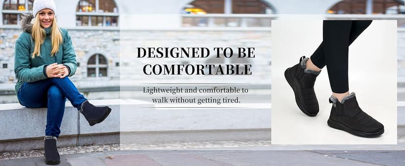 Ecetana Womens Snow Boots Winter Shoes: Ankle Booties Warm Fur Lined Waterproof Non-Slip Boots for Women