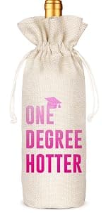 Graduation One Degree Hotter,Funny Cute Wine Bag Gift,College Graduation Gift for Him Her Grad Masters Congrats Cap-Linen Drawstring Wine Bags(5SW113) B0BPC5W9VV
