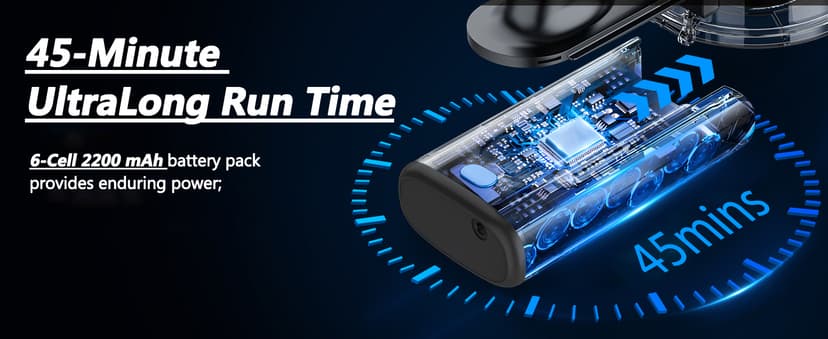 Cordless Vacuum Cleaner, 8 in 1 Powerful Suction Lightweight Vacuum Cleaner for Home, LED Display, 3 Suction Modes, 45Mins Detachable Battery Vacuum for Hard Floor Carpet Pet Hair