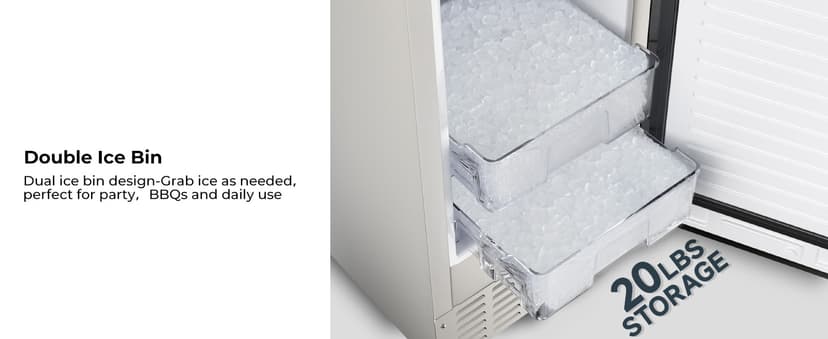 EUHOMY Under Counter Nugget Ice Maker Machine, 70Lbs/Day, Bulit-in Freestanding Ice Maker with Double Ice Baskets, Self-Cleaning & 24H Timer Ice Machine, for Home Use(Silver)