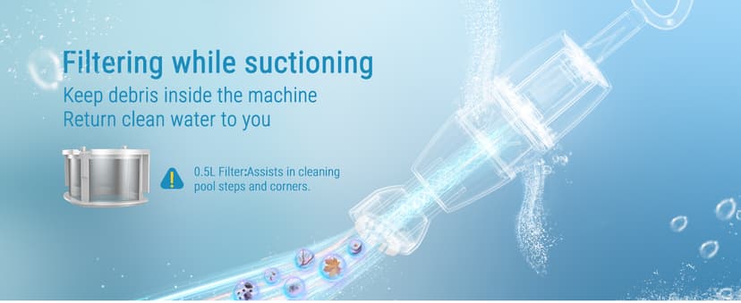 (2025 New) WYBOT Hyson 100 Handheld Pool Vacuum with Two Brush Heads, Cordless Pool Vacuum for Above Ground Pool, Telescopic Pole, 60 Mins Runtime, Deep Cleaning for Spa/Hot Tub/Small Pool