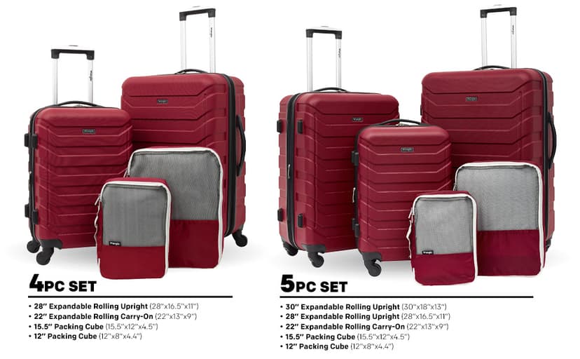 Wrangler 4 Piece Miami Luggage and Packing Cubes Set, Olive Green