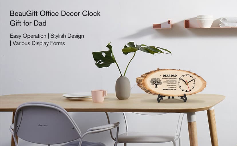 BeauGift Dad Gifts, Wooden Clock Gifts for Daddy from Daughter Son Kids, Dad Birthday Gift Idea for Papa Who Wants Nothing, Christmas from Child to My Dad