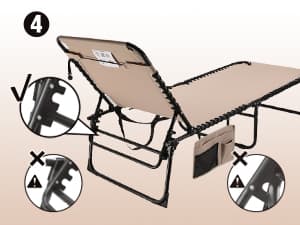 VILLEY Oversized Chaise Lounge Chair, Heavy-Duty Folding Outdoor Lounge Chair with 5 Adjustable Positions, Portable Trifold Beach Lounger for Patio, Beach, Lawn, Backyard, Camping – Beige