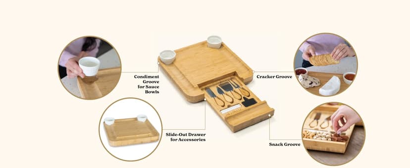 SMIRLY Charcuterie Board Set - Large Bamboo Cheese Board for Serving - House Warming Gifts New Home, Wedding & Bridal Shower Gift, Birthday Gift for Women