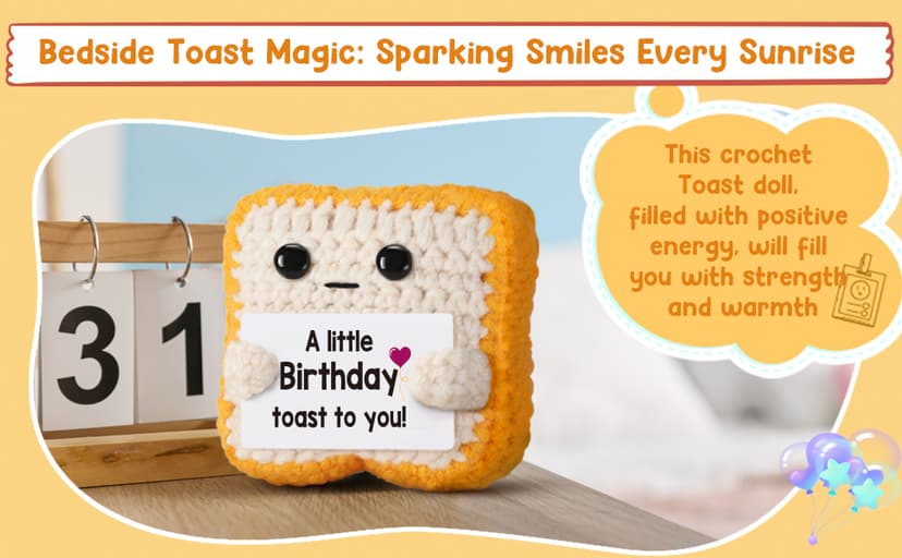 A little Birthday Toast to you - Crochet Toast Happy Birthday Gifts Card, Fathers Day Dad Gifts for Mom Women Men Her Him Sister Best Friend Girls Boys Fanny Handmade Knitted Emotional Positive Toast