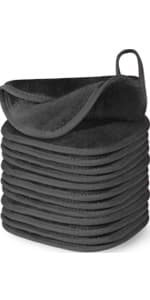 Makeup Remover Cloth, 6" x 6" Makeup Remover Towels Reusable Face Cloth for Washing Face, Makeup Remover Pads Microfiber Face Washcloth with Mesh Bag, 12 Pack, Grey