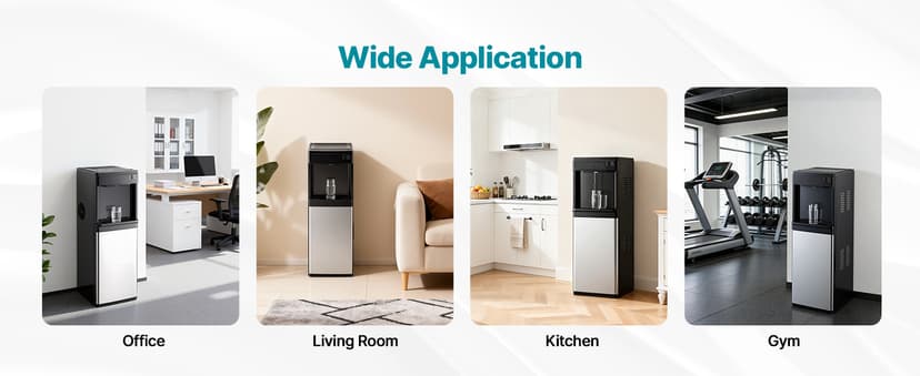 VEVOR Water Dispenser with Ice Maker, 3-in-1 Floor-Standing Water Dispenser, 33 LBS/24H, 9 Cubes/7 Min Fast Ice Making with 1.3 LBS Storage, Bullet Ice-Cubes & Cold-Water, for Home, Kitchen, Party