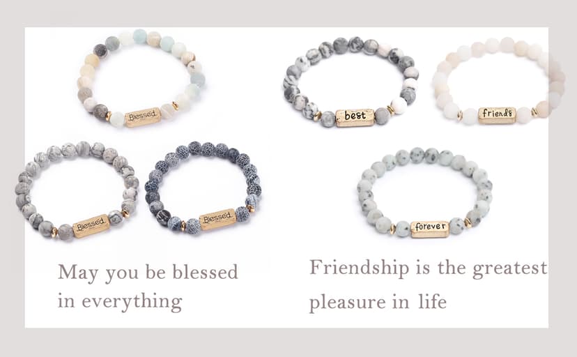 YINRIS 3 Pcs Natural Volcanic Stone Friendship Bracelets Handmade Beaded Stretch Bracelets (bra000001)