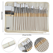 Wooden Handles, 24 Different Types of Brushes, Nylon Hair, Professional, Oil, Acrylic and Watercolor Painting Paint Brushes Set of 24 Pieces with Canvas Brush Case B095M9LKPN