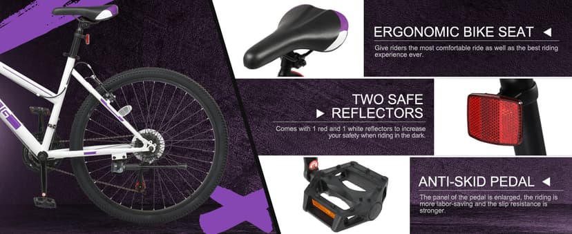 Ktaxon 20/24/26 Inch Mountain Bike, 7/21-Speed Adult Bicycle with Sturdy Steel Frame, Front Suspension, Excellent Twist Shifting, Easy to Assemble and Stylish Cool Look for Men Women