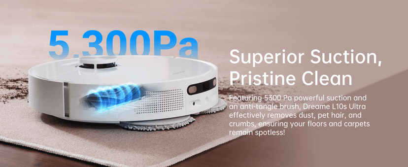 dreame L10s Ultra Robot Vacuum and Mop Combo, Auto Mop Cleaning and Drying, Self-Refilling and Self-Emptying Base for 60 Days of Cleaning, 5300Pa Suction and AI Navigation, Compatible with Alexa
