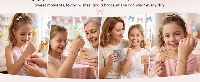 UPROMI 8/9/10 Year Old Girl Birthday Gifts - Bow Crystal Bracelet B0HD6CWC7K