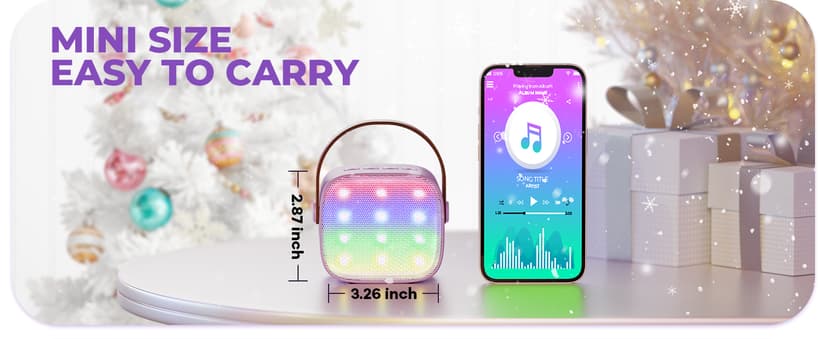 Mini Karaoke Machine with 2 Wireless Microphones, TOP Kids Gifts for Girls Ages 3, 4, 5, 6, 7, 8, 9, 10, 11, 12 +Years Old, 4-12th Christmas Birthday Toy Gift for Girls Boys Party (Purple)