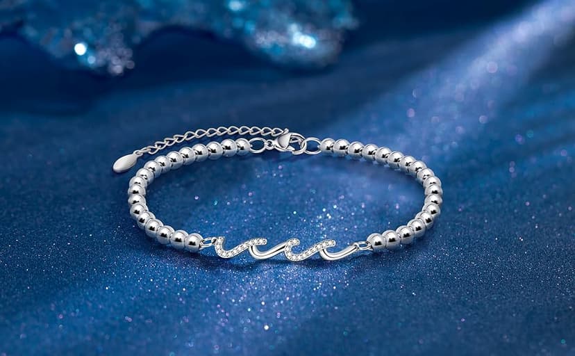 QWNHONEY Waves of Life Bracelet Inspirational Birthday Gifts for Bestie Sister 16th 18th 21st 30th 40th 50th 60th Birthday Gifts for Women