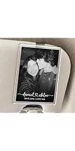 Custom acrylic clip with your photo and message, an anniversary, Valentine's Day or Christmas gift for couples and loved ones Personalized Car Visor Photo Clip, Drive Safe Picture Holder B0GGHG2KHN