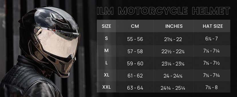 ILM Motorcycle Helmets for Adult Men Women Full Face DOT ECE Powersports Dual Visor Street Racing Helmet with Pinlock Cascos para Motos Model MF509 (War Damaged Gray, L)