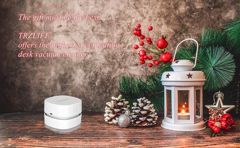 TRZLIFE Desk Vacuum Cleaner, Rechargeable and Durable Mini Desktop Vacuum with Bonus Accessories Desk Cleaner Sucks Tiny Items and Crumbs from Desktop Drawer Countertop Ideal as a White Elephant Gift