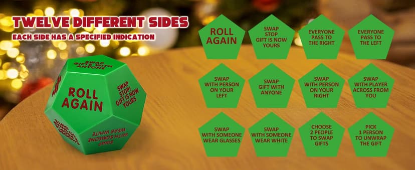 Christmas Ideas Dice Game for Family Party, Suitable for Xmas, Birthdays, Parties, Family and Friends Gatherings Santa Swap Gift Exchange Dice,3 ins Christmas Stocking Stuffers Games B0DN16HXDS